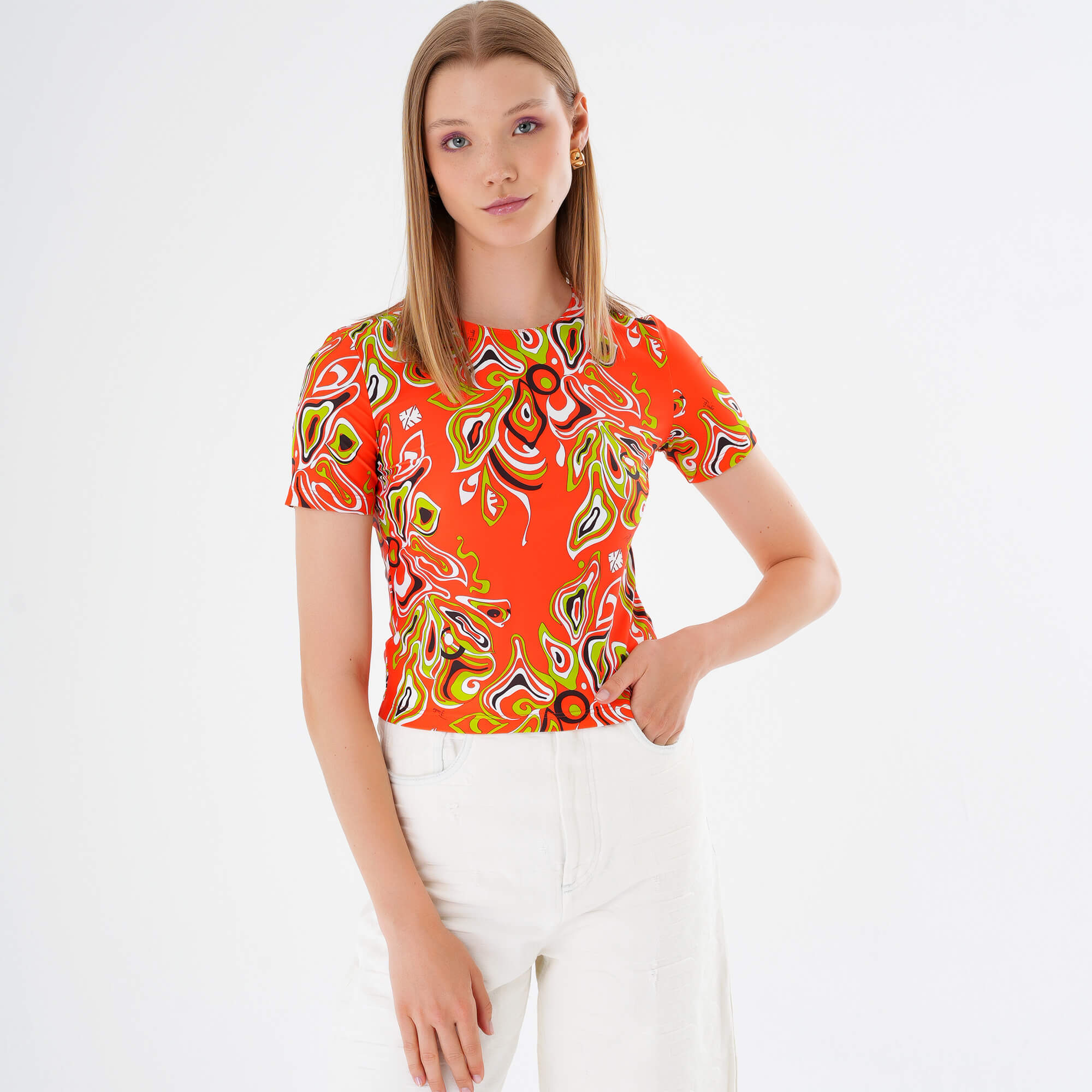 Emilio Pucci - Orange Africana Print Tshirt M